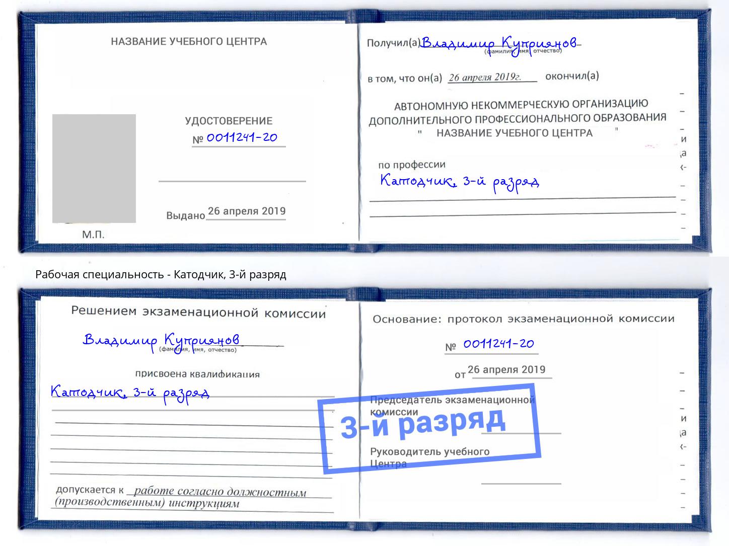 корочка 3-й разряд Катодчик Барнаул