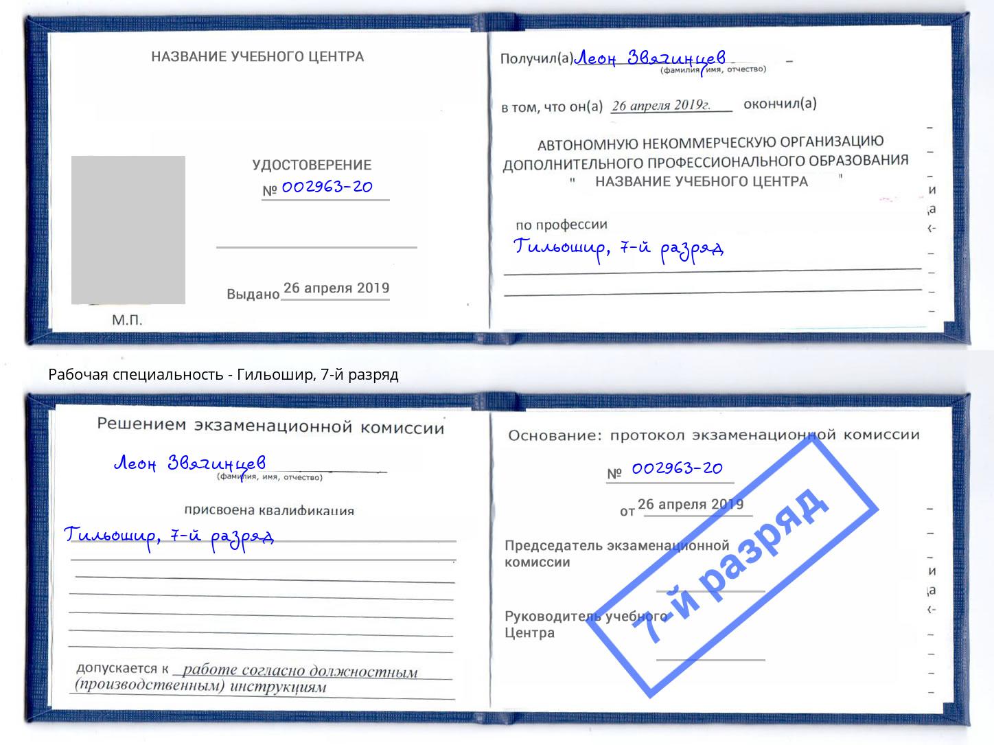корочка 7-й разряд Гильошир Барнаул