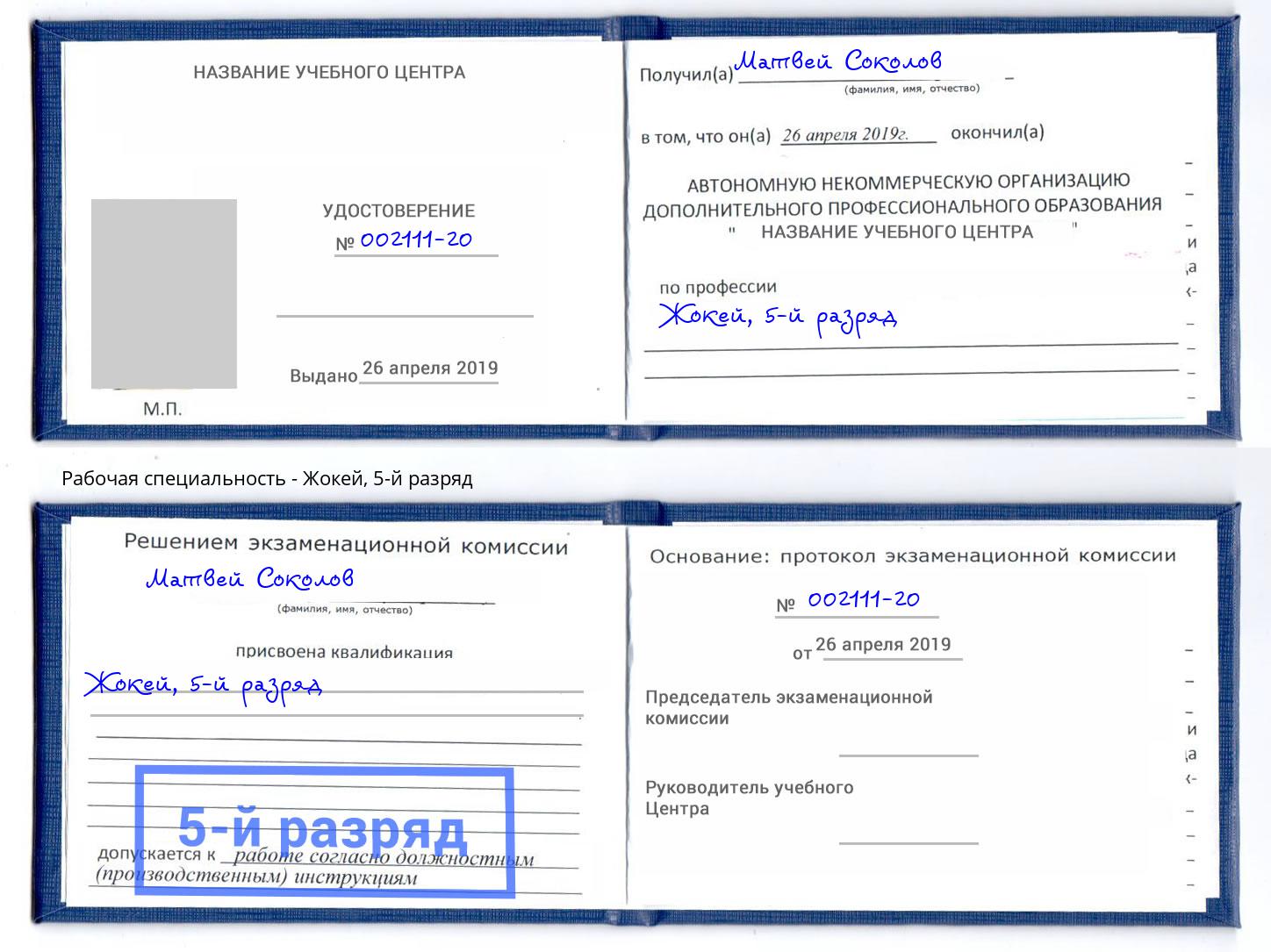 корочка 5-й разряд Жокей Барнаул