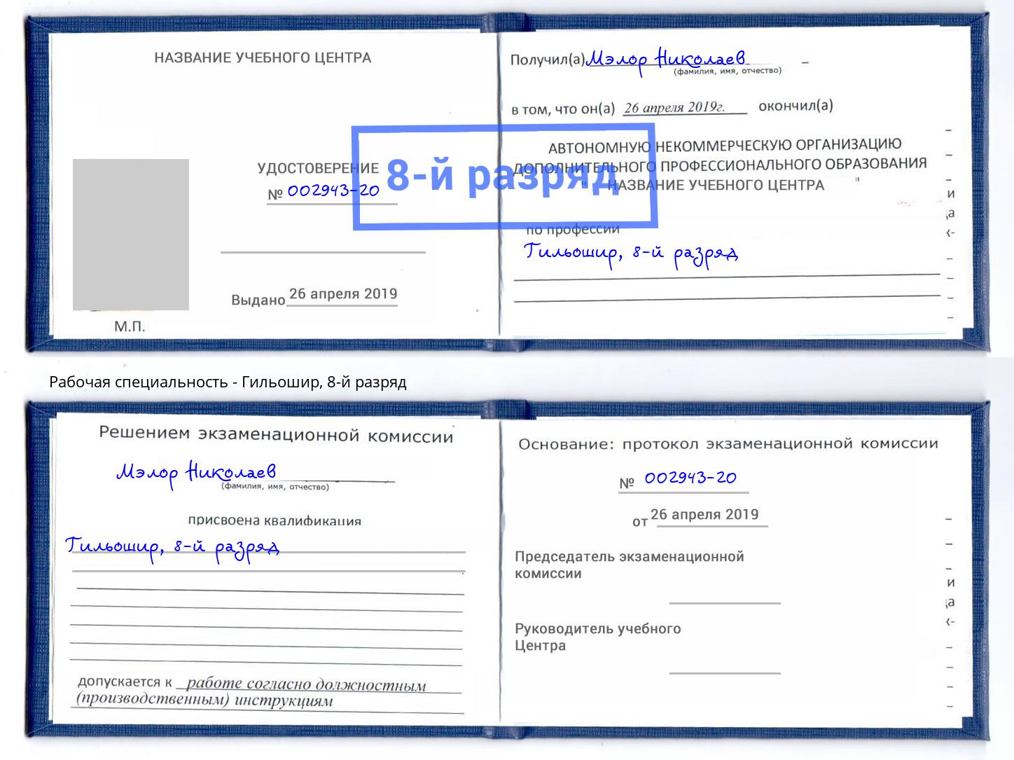 корочка 8-й разряд Гильошир Барнаул